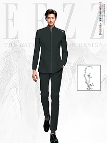 酒店餐飲秋冬季工裝長袖男服務(wù)員深色服裝設(shè)計(jì)圖