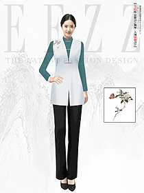 高檔酒店宴會(huì)餐飲女中式秋冬款制服設(shè)計(jì)圖