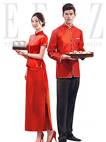 民國風學生五四青年裝復古餐飲男女服務生制服秀手繪圖