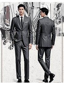 英倫平駁領西裝黑色套裝男商務正裝手繪圖