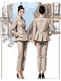 經理酒店面試氣質職場女性雙排扣西裝定制手繪服裝