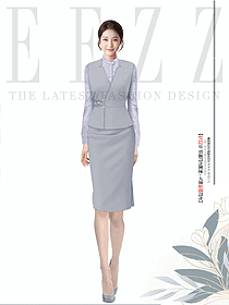 淺灰色西裝馬甲女職業裝工裝西服坎肩正裝設計圖