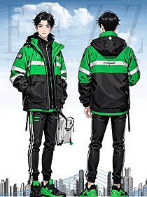 綠色反光衣工作服防寒保暖工裝套裝加厚定制手繪圖