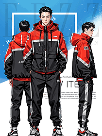 物流快遞工作服加絨加厚沖鋒衣定制手繪圖