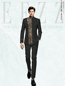 黑色織錦緞酒店行李生門童制服賓館禮賓制服設計圖