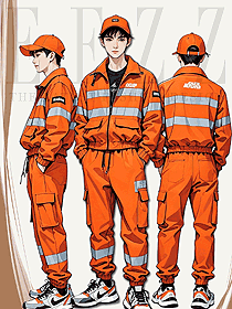橙色應急救援服長袖防靜電套裝救援制服手繪案例