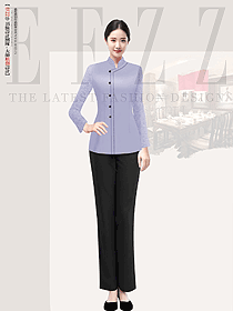長袖中式茶樓餐廳高檔飯店服務員秋冬裝制服設計圖