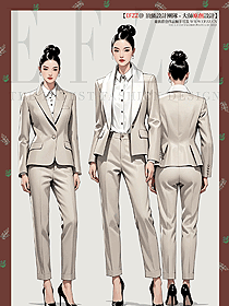 4s店物業正裝商務銷售一粒扣西裝套裝工作服手繪圖