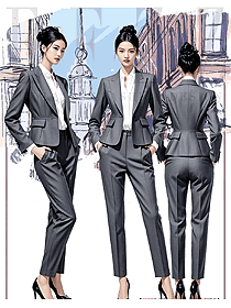 時尚ol通勤主持人商務正裝深灰色工作服手繪圖