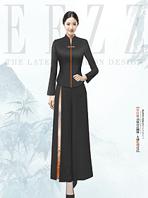 老上海復古民族風長款寬邊酒店中餐廳員工旗袍設計圖