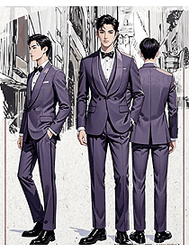 青果領(lǐng)春秋高級(jí)感商務(wù)休閑男西裝三件套手繪圖