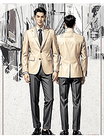 米黃色英倫西裝男職業(yè)裝商務(wù)正裝手繪圖