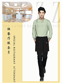 長袖體恤衫蛋糕奶茶店餐廳餐飲服裝設計圖