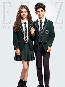 橄欖綠春秋冬季英倫學院風幼兒園園服手繪圖片