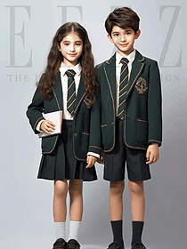 兒童班服男童外套春秋墨綠色學生西裝手繪圖