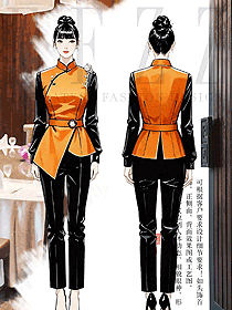 蒙古元素傳統(tǒng)斜襟民族風(fēng)女士馬甲服務(wù)員制服