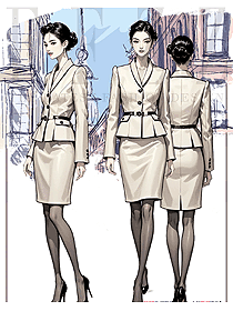 米色系職業(yè)女裙套裝氣質(zhì)西裝主持人工作正裝