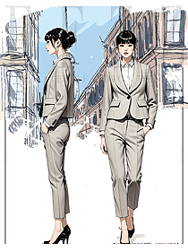 正式場合氣質灰色小香風西裝外套手繪圖