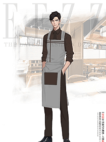 奶茶咖啡店服務生專用大口袋工作掛脖圍裙圍腰