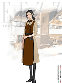 日式咖啡師滌棉背帶圍裙女服務生工作服定制設計