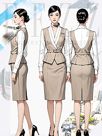 OL通勤馬夾套裝裙子輕熟風(fēng)優(yōu)雅空姐制服設(shè)計(jì)