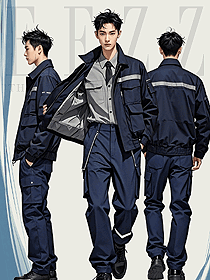 高亮反光條工作服男裝秋冬季長袖套裝員工制服