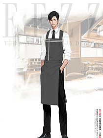 餐飲奶茶店專用男款圍裙工作服定制手繪設(shè)計(jì)圖