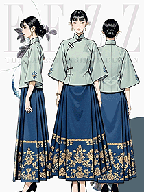 茶藝師織金馬面裙秋冬國風(fēng)原創(chuàng)定制設(shè)計圖