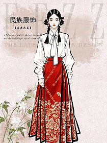 漢服織金螺鈿明制馬面裙秋冬新中式女裝設計圖