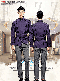 面點(diǎn)烘焙西餐廳紫色廚師工作服設(shè)計(jì)圖