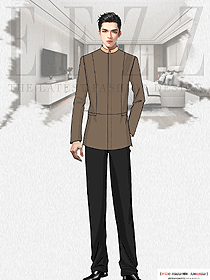 秋冬酒店保潔男服務(wù)員工作服長袖手繪設(shè)計(jì)圖