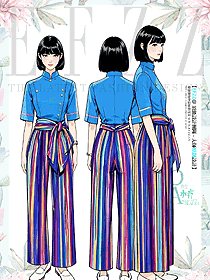 復(fù)古雙層苧麻彩虹條松緊腰系帶養(yǎng)生會(huì)所服務(wù)員工作服定制