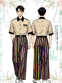 足浴足療養(yǎng)生館短袖襯衫彩色條紋褲工作服