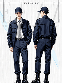 藏藍色長袖男女物業執勤制服套裝保安服