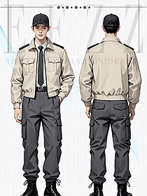 卡其色夾克套裝工作服船員制服保安服