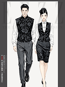 中國(guó)風(fēng)盤(pán)扣禪意國(guó)潮風(fēng)酒店制服男女服務(wù)員