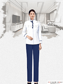 白色立領(lǐng)客房服務(wù)生制服定制設(shè)計(jì)圖
