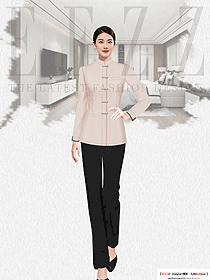 物業(yè)賓館清潔工中式盤扣立領套裝制服