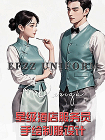EFZZ星級酒店餐飲男女服務員制服-手繪定制設計圖排版資料片