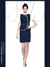 藍(lán)色幼兒園教師修身款馬夾制服設(shè)計(jì)圖