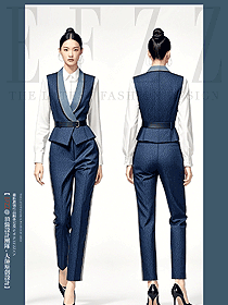 女裝時尚穿搭通勤馬甲褲子套裝手繪設計圖