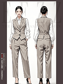 高端設計感上班族西裝馬甲背心套裝手繪圖