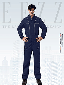 4S店汽修工廠藍色款工作服定制設計效果圖