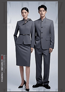 高端酒店大堂服務員灰色男女套裝制服