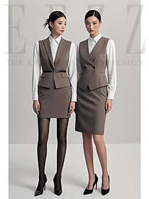 灰咖色高級(jí)感西裝馬甲女職業(yè)裝