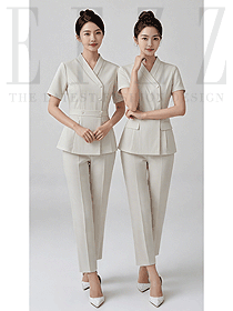 時尚按摩技師服員工淺色制服款式設(shè)計圖