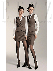 女士長袖襯衫馬甲系腰帶職業裝制服