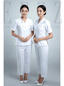 美容院醫美白色醫護工作服款式圖