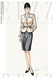 酒店前臺接待工作裝高端手繪圖