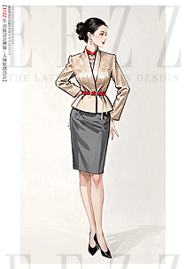 時尚修身酒店前臺接待GRO工作服手繪設計